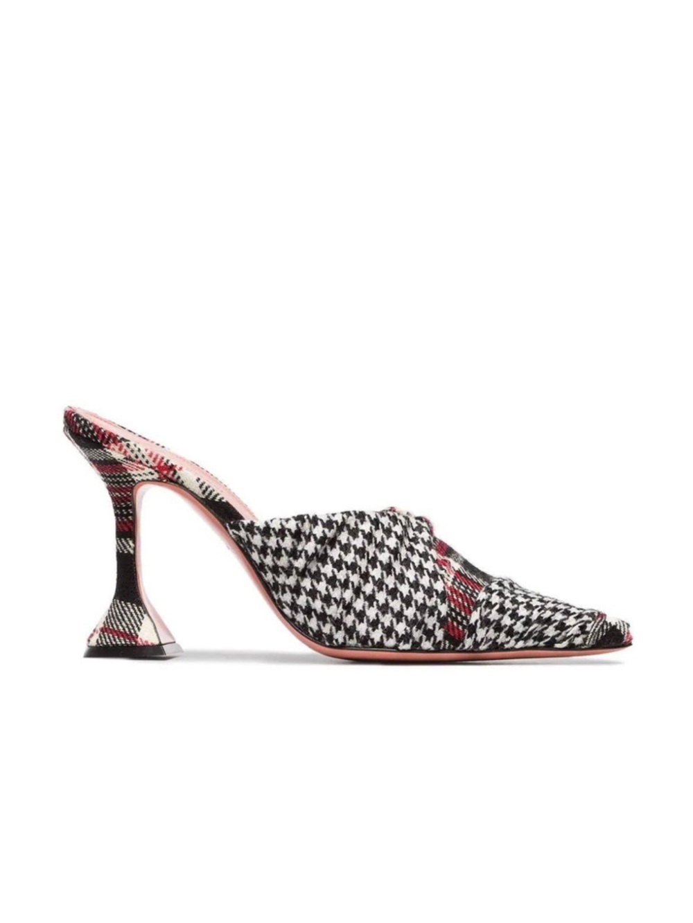 Amina Muaddi Tessa 95 Tartan Patchwork Mule NEW